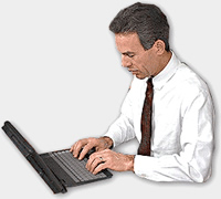 typing man